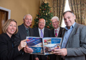 (L TO R) KIRSTY BURN, BARRY COLEMAN, DAVID MARSH, ALAN CARR AND GARETH BROWN. SEASON LAUNCH OF THE GREATER YARMOUTH 2017 HOLIDAY AND SHORT BREAK BROCHURE AT THE ROYAL ASSEMBLY ROOMS IN GREAT YARMOUTH. PICTURE: JAMES BASS PHOTOGRAPHY